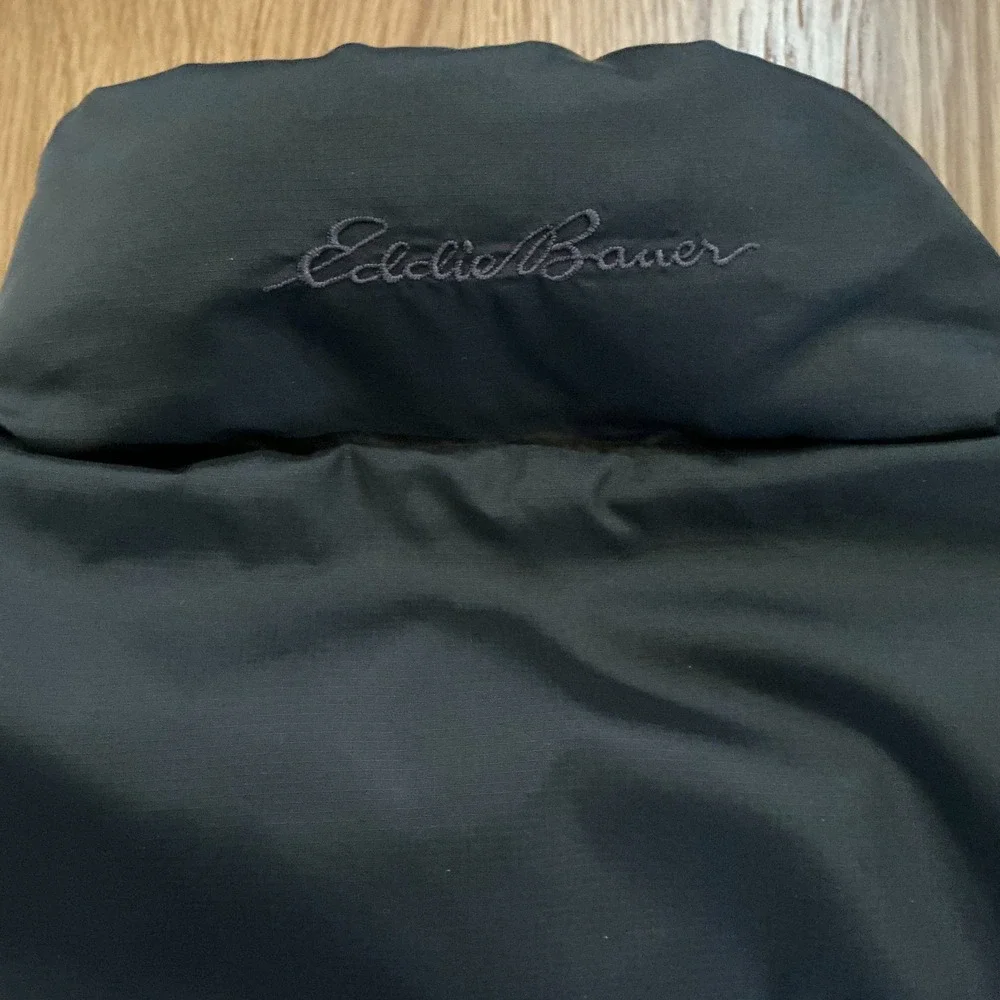 Eddie Bauer Reversible Goose Down Puffer Vest Black Gray Men's M - Picture 3 of 10